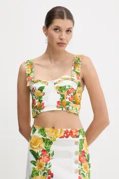 Farm Rio bluza din in culoarea alb, cu imprimeu, 335881 imagine