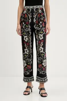 Farm Rio pantaloni culoarea negru, drept, high waist, 350100 imagine