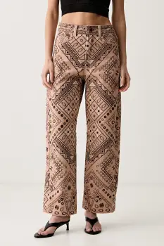 Farm Rio pantaloni straight pentru femei din bumbac imagine
