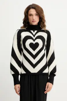 Farm Rio pulover din amestec de lana culoarea negru, calduros, cu guler, 345809 imagine