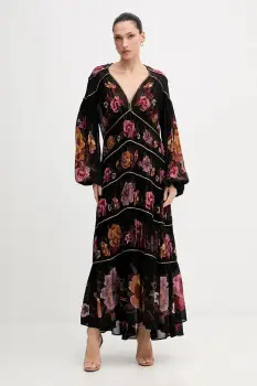 Farm Rio rochie culoarea negru, maxi, evazati, 342685 imagine