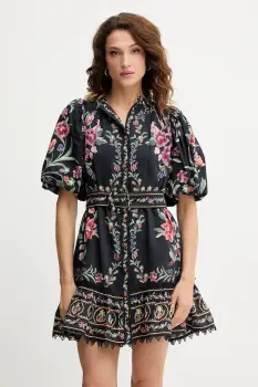 Farm Rio rochie culoarea negru, mini, evazati, 340039 imagine