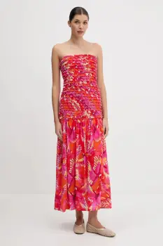 Farm Rio rochie culoarea rosu, midi, evazati, 336592 imagine