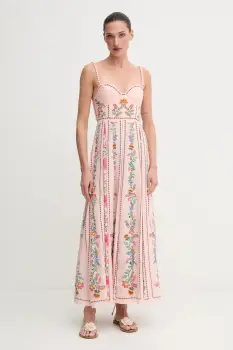 Farm Rio rochie culoarea roz, maxi, evazati, 336318 imagine