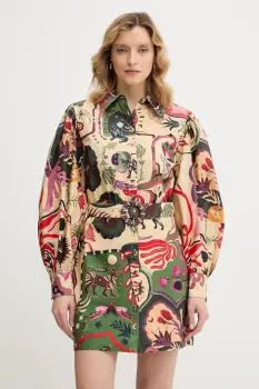 Farm Rio rochie din bumbac culoarea bej, mini, drept, 350089 imagine