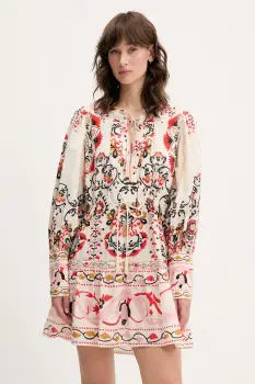 Farm Rio rochie din bumbac culoarea bej, mini, evazata, 328912 imagine