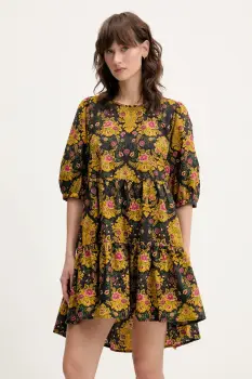 Farm Rio rochie din bumbac culoarea negru, mini, evazata, 334353 imagine