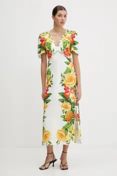 Farm Rio rochie din in culoarea alb, maxi, evazati, 335815 imagine