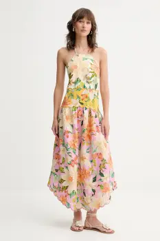 Farm Rio rochie din in culoarea roz, midi, evazati, 335814 imagine