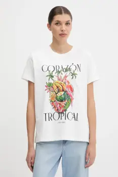 Farm Rio tricou din bumbac culoarea alb, 336505 imagine