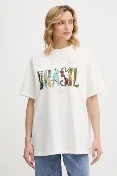 Farm Rio tricou din bumbac culoarea bej, 344380 imagine