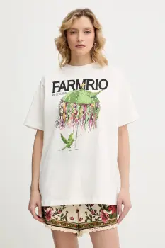 Farm Rio tricou din bumbac culoarea bej, 354563 imagine