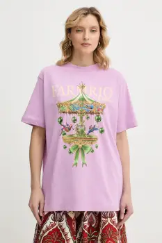 Farm Rio tricou din bumbac culoarea roz, 354549 imagine