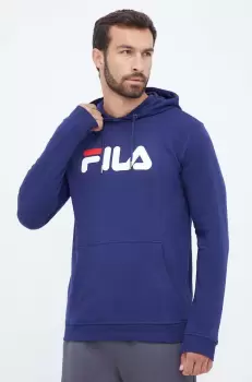 Fila bluza barbati, culoarea albastru marin, cu gluga, cu imprimeu imagine