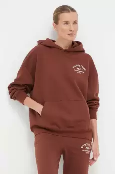 Fila bluza femei, culoarea maro, cu gluga, cu imprimeu imagine