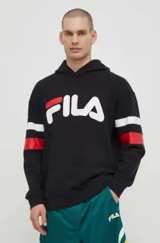 Fila bluza Luohe barbati, culoarea negru, cu gluga, cu imprimeu, FAM0675 imagine