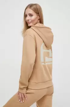 Fila bluza VR46 femei, culoarea bej, cu gluga, cu imprimeu imagine