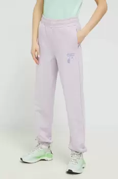Fila pantaloni de trening din bumbac culoarea violet, neted imagine
