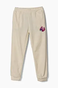 Fila pantaloni de trening din bumbac pentru copii LICHTENBORN culoarea bej, cu imprimeu, FAK0359 imagine