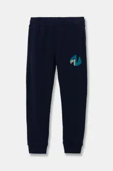 Fila pantaloni de trening din bumbac pentru copii LICHTENBORN culoarea bleumarin, cu imprimeu, FAK0359 imagine