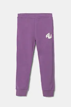 Fila pantaloni de trening din bumbac pentru copii LICHTENBORN culoarea violet, cu imprimeu, FAK0359 imagine