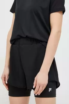 Fila pantaloni scurti de antrenament Revin culoarea negru, neted, high waist imagine