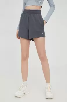 Fila pantaloni scurti femei, culoarea gri, neted, high waist imagine