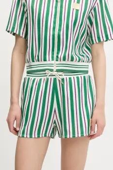 Fila pantaloni scurti Lassance culoarea verde, cu imprimeu, high waist, FAW1002 imagine