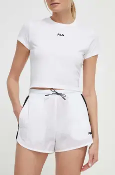 Fila pantaloni scurti Limassol femei, culoarea alb, modelator, high waist, FAW0775 imagine