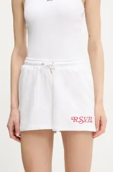 Fila pantaloni scurti Louches culoarea alb, cu imprimeu, high waist, FAW1032 imagine