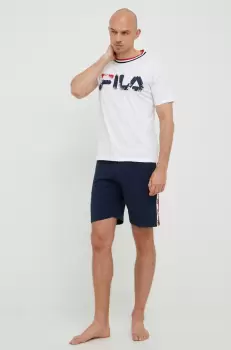 Fila pijama barbati, culoarea alb, cu imprimeu imagine