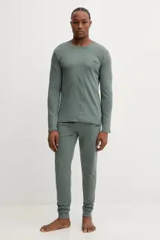 Fila pijama de bumbac culoarea verde, neted, FPW1234 imagine