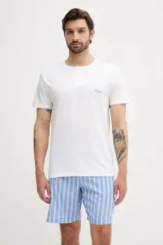 Fila pijamale de bumbac culoarea alb, cu imprimeu, FPS1225 imagine