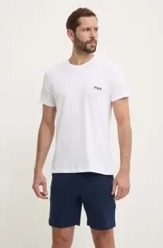 Fila pijamale de bumbac culoarea alb, neted, FPS1194 imagine