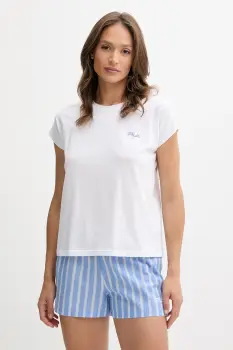 Fila pijamale de bumbac culoarea alb, satin, FPS4210 imagine