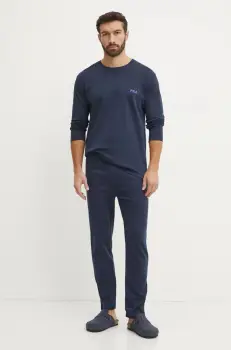 Fila pijamale de bumbac culoarea albastru marin, neted, FPW1203 imagine