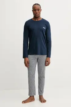 Fila pijamale de bumbac culoarea bleumarin, cu imprimeu, FPW1233 imagine