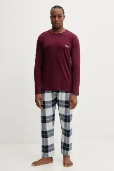 Fila pijamale de bumbac culoarea bordo, cu imprimeu, FPW1237 imagine