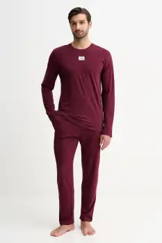 Fila pijamale de bumbac culoarea bordo, uni, FPW1232 imagine