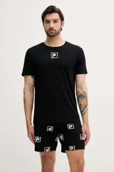 Fila pijamale de bumbac culoarea negru, cu imprimeu, FPS1221 imagine