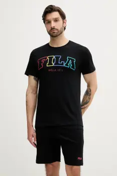Fila pijamale de bumbac culoarea negru, cu imprimeu, FPS1223 imagine