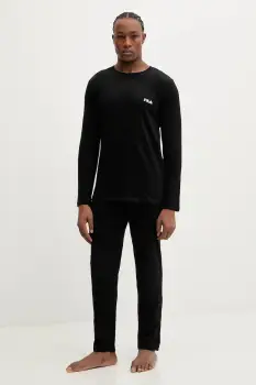 Fila pijamale de bumbac culoarea negru, cu imprimeu, FPW1231 imagine