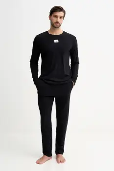 Fila pijamale de bumbac culoarea negru, uni, FPW1232 imagine