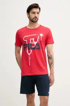 Fila pijamale de bumbac culoarea rosu, cu imprimeu, FPS1220 imagine