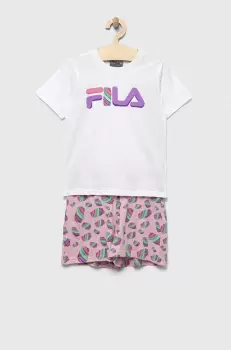 Fila pijamale de bumbac pentru copii culoarea alb, modelator imagine
