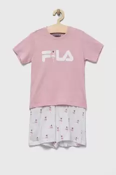 Fila pijamale de bumbac pentru copii culoarea alb, modelator imagine