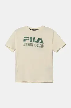 Fila tricou de bumbac pentru copii IFFEZHEIM culoarea bej, cu imprimeu, FAT0667 imagine