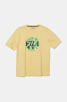 Fila tricou de bumbac pentru copii ILBERSTEDT culoarea galben, cu imprimeu, FAT0682 imagine