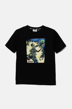 Fila tricou de bumbac pentru copii ILLERTISSEN culoarea negru, cu imprimeu, FAT0679 imagine