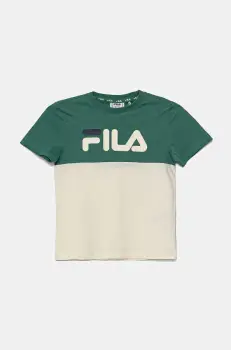 Fila tricou de bumbac pentru copii LOTTUM culoarea bej, cu imprimeu, FAK0404 imagine